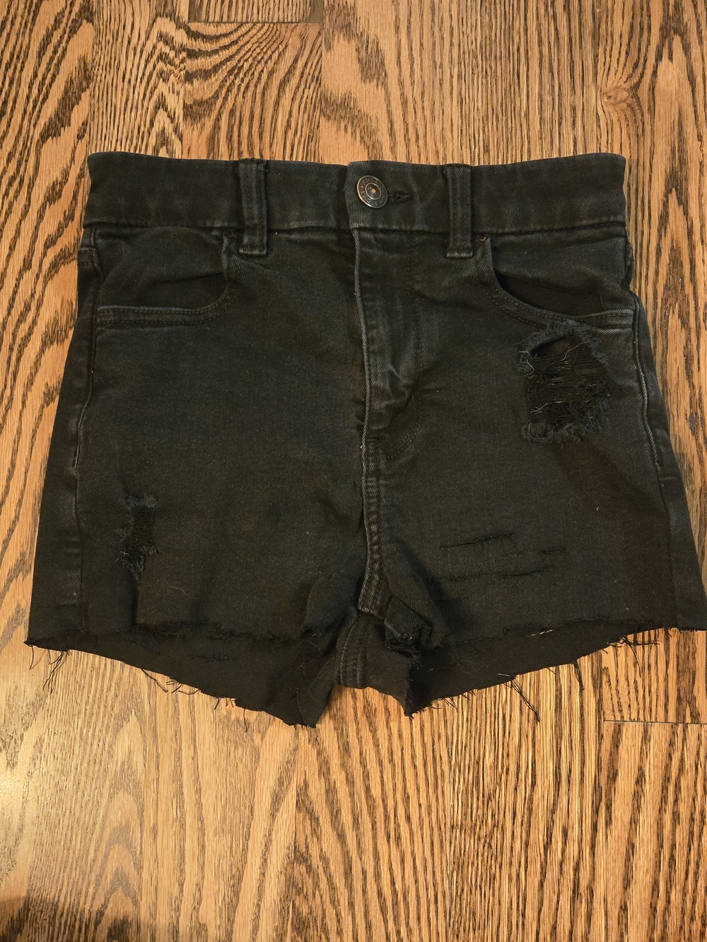 American Eagle Black Distressed Women's High-Rise Denim Shorts